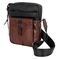 Сумка мужская кожаная The Bond 1114-1-3 черная с светло-коричневыми вставками