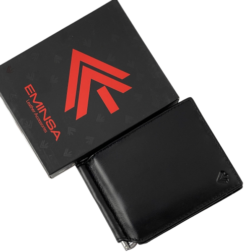 Гаманець-затискач для грошей чоловічий шкіряний Eminsa 1044 19-1 чорний