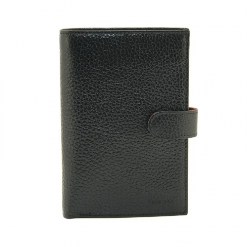 Гаманець чоловічий шкіряний гладкий Bond 509-281-282 чорний (всередині червоний)