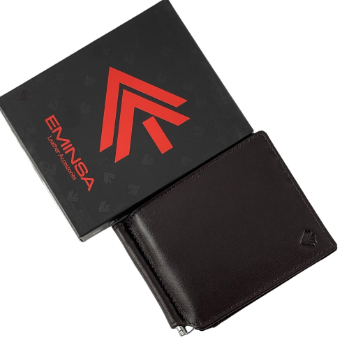 ​Гаманець-затискач для грошей чоловічий шкіряний Eminsa 1044 19-3 темно-коричневий