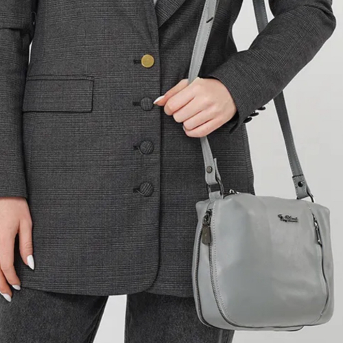 Сумка жіноча шкіряна Tony Bellucci 0073-10 світло-сіра