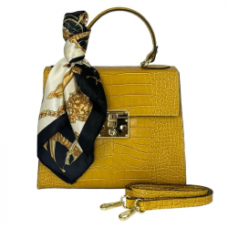 Сумка женская кожаная Genuine Leather 85123CC желто-лимонная