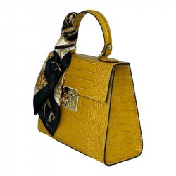 Сумка женская кожаная Genuine Leather 85123CC желто-лимонная