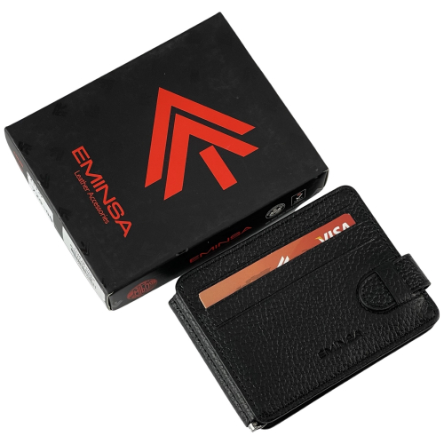 Гаманець-затискач для грошей чоловічий шкіряний Eminsa 1124 18-1/19-1 чорний