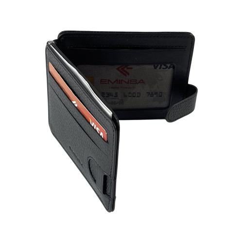 Гаманець-затискач для грошей чоловічий шкіряний Eminsa 1124 18-1/19-1 чорний