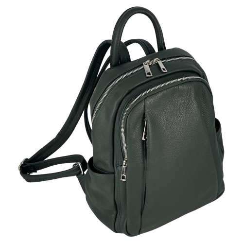 Рюкзак женский кожаный Genuine Leather 543311 темно-зеленый