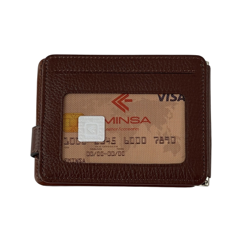 Кошелек-зажим для денег мужской кожаный Eminsa 1124 18-4/19-2 светло-коричневый