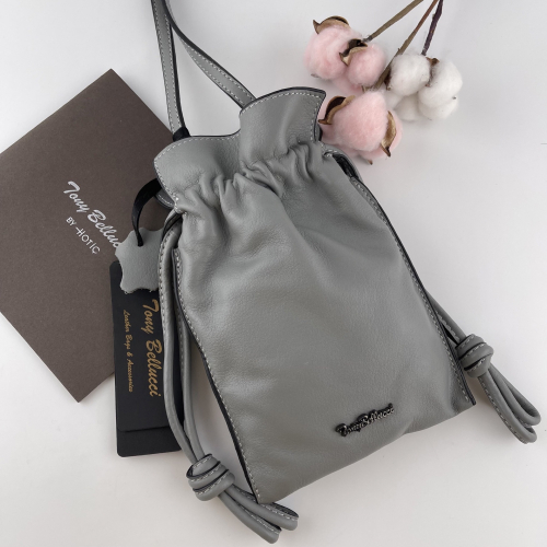 Сумка крос-боді жіноча шкіряна Tony Bellucci 0614-10 світло-сіра