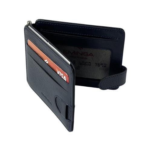 Гаманець-затискач для грошей чоловічий шкіряний Eminsa 1124 18-19/19 темно-синій