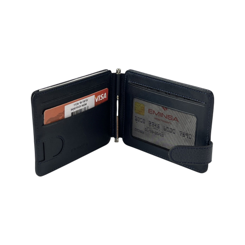 Гаманець-затискач для грошей чоловічий шкіряний Eminsa 1124 18-19/19 темно-синій