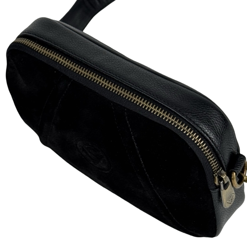 Сумка жіноча шкіряна із замшевою вставкою Vittorio Safino VSL 001 чорна 