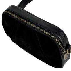 Сумка жіноча шкіряна із замшевою вставкою Vittorio Safino VSL 001 чорна 