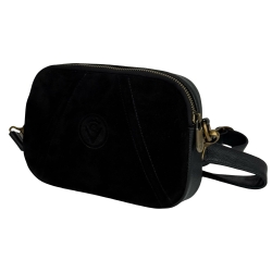 Сумка жіноча шкіряна із замшевою вставкою Vittorio Safino VSL 001 чорна 