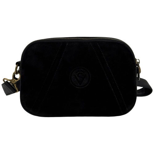 Сумка жіноча шкіряна із замшевою вставкою Vittorio Safino VSL 001 чорна 