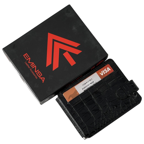 Кошелек-зажим для денег мужской кожаный Eminsa 1124 4-1/19-1 черный