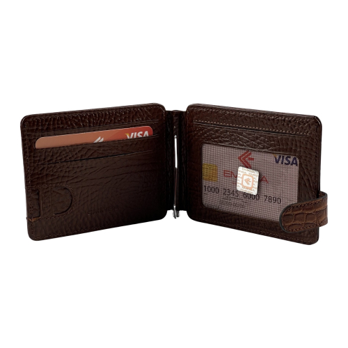 Кошелек-зажим для денег мужской кожаный Eminsa 1124 4-4/26-4 коричневый