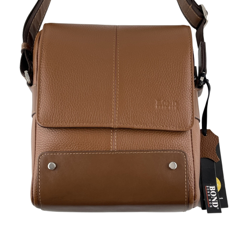 Сумка мужская через плечо кожаная Bond Non 1088-285 светло коричневая