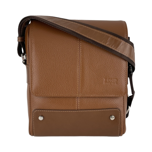 Сумка мужская через плечо кожаная Bond Non 1088-285 светло коричневая