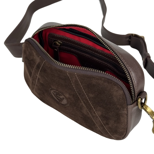 Сумка жіноча шкіряна із замшевою вставкою Vittorio Safino VSL 001 коричнева