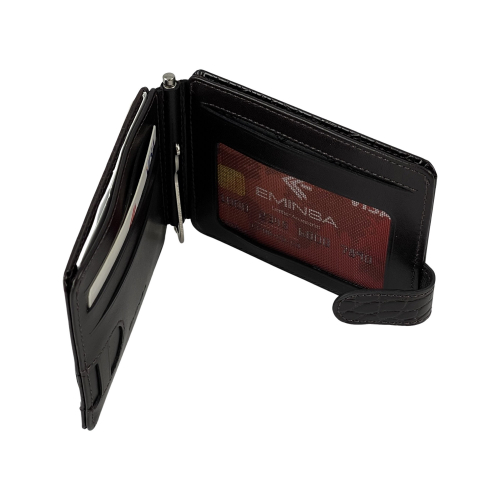 Кошелек-зажим для денег мужской кожаный Eminsa 1124 4-3/19-3 темно-коричневый
