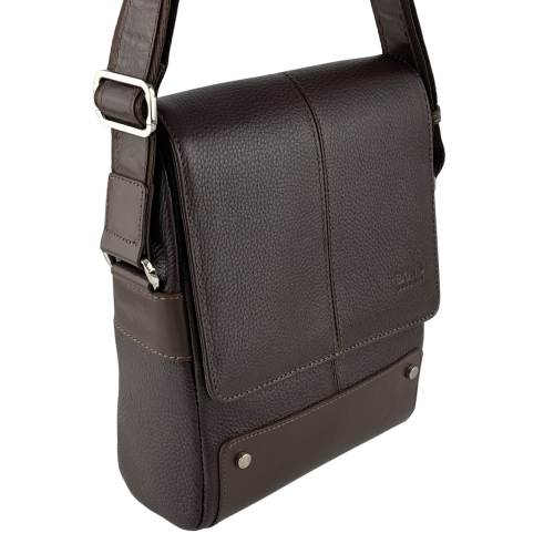 Сумка чоловіча шкіряна через плече Bond Non 1088-286 темно коричнева