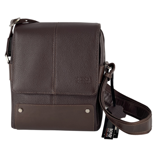 Сумка чоловіча шкіряна через плече Bond Non 1088-286 темно коричнева