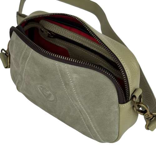 Сумка жіноча шкіряна із замшевою вставкою Vittorio Safino VSL 001 оливкова