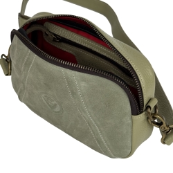 Сумка жіноча шкіряна із замшевою вставкою Vittorio Safino VSL 001 оливкова