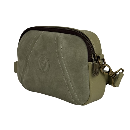 Сумка жіноча шкіряна із замшевою вставкою Vittorio Safino VSL 001 оливкова