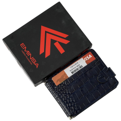 Гаманець-затискач для грошей чоловічий шкіряний Eminsa 1124 4-19/19​ темно-синій