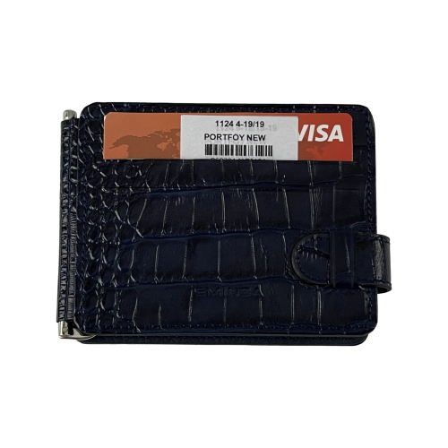 Гаманець-затискач для грошей чоловічий шкіряний Eminsa 1124 4-19/19​ темно-синій