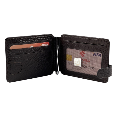 Кошелек-зажим для денег мужской кожаный Eminsa 1124 18-3/26-3 темно-коричневый