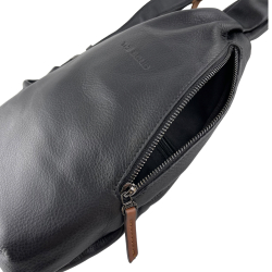 Сумка-слінг чоловіча через плече шкіряна The Bond 1189-1 чорна