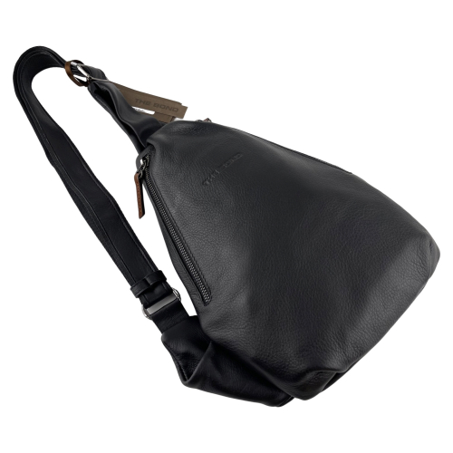 Сумка-слинг мужская через плечо кожаная The Bond 1189-1 черная