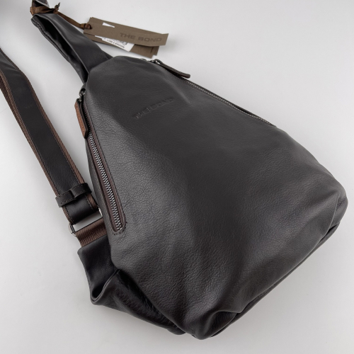 Сумка-слинг мужская через плечо кожаная The Bond 1189-4 темно коричневая