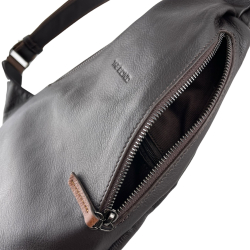 Сумка-слинг мужская через плечо кожаная The Bond 1189-4 темно коричневая