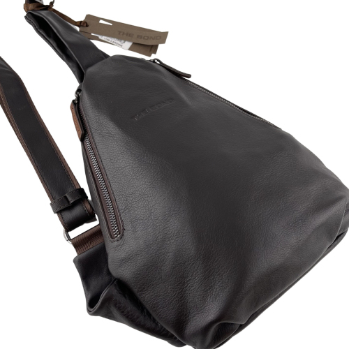 Сумка-слинг мужская через плечо кожаная The Bond 1189-4 темно коричневая