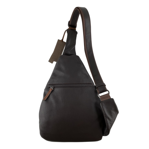 Сумка-слинг мужская через плечо кожаная The Bond 1189-4 темно коричневая