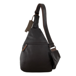 Сумка-слинг мужская через плечо кожаная The Bond 1189-4 темно коричневая