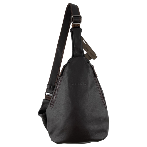 Сумка-слинг мужская через плечо кожаная The Bond 1189-4 темно коричневая