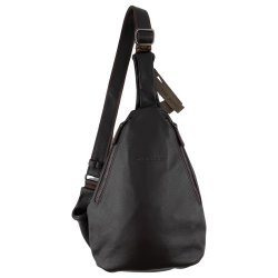 Сумка-слинг мужская через плечо кожаная The Bond 1189-4 темно коричневая