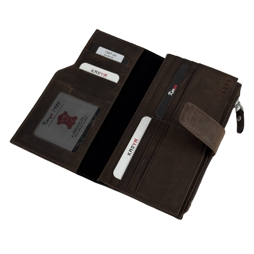 Портмоне чоловіче шкіряне - набук Karya 1207-31 темно-коричневе