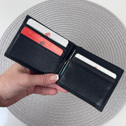 Гаманець-затискач для грошей чоловічий шкіряний Eminsa 1044 17-1 чорний​