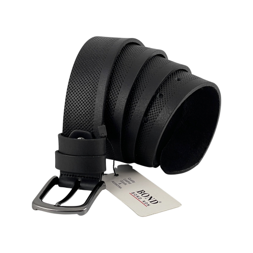 Ремень мужской кожаный Bond Non 52020 110 см черный