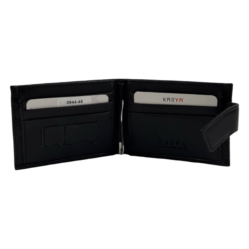 Кошелек-зажим для денег мужской кожаный Karya 0944-45 черный