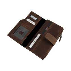 Портмоне чоловіче шкіряне - набук Karya 1207-32 коричневе