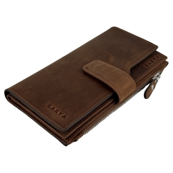Портмоне чоловіче шкіряне - набук Karya 1207-32 коричневе
