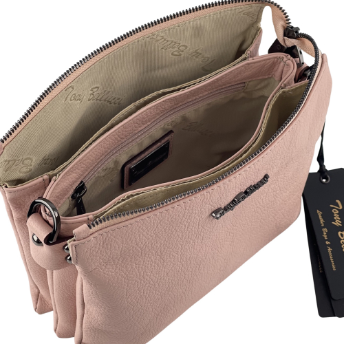 Сумка жіноча шкіряна Tony Bellucci 0077-202 світло-рожева