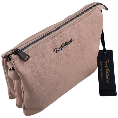 Сумка жіноча шкіряна Tony Bellucci 0077-202 світло-рожева