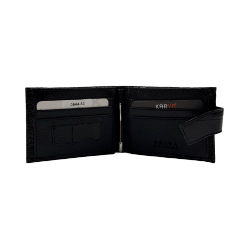 Кошелек-зажим для денег мужской кожаный Karya 0944-53 черный